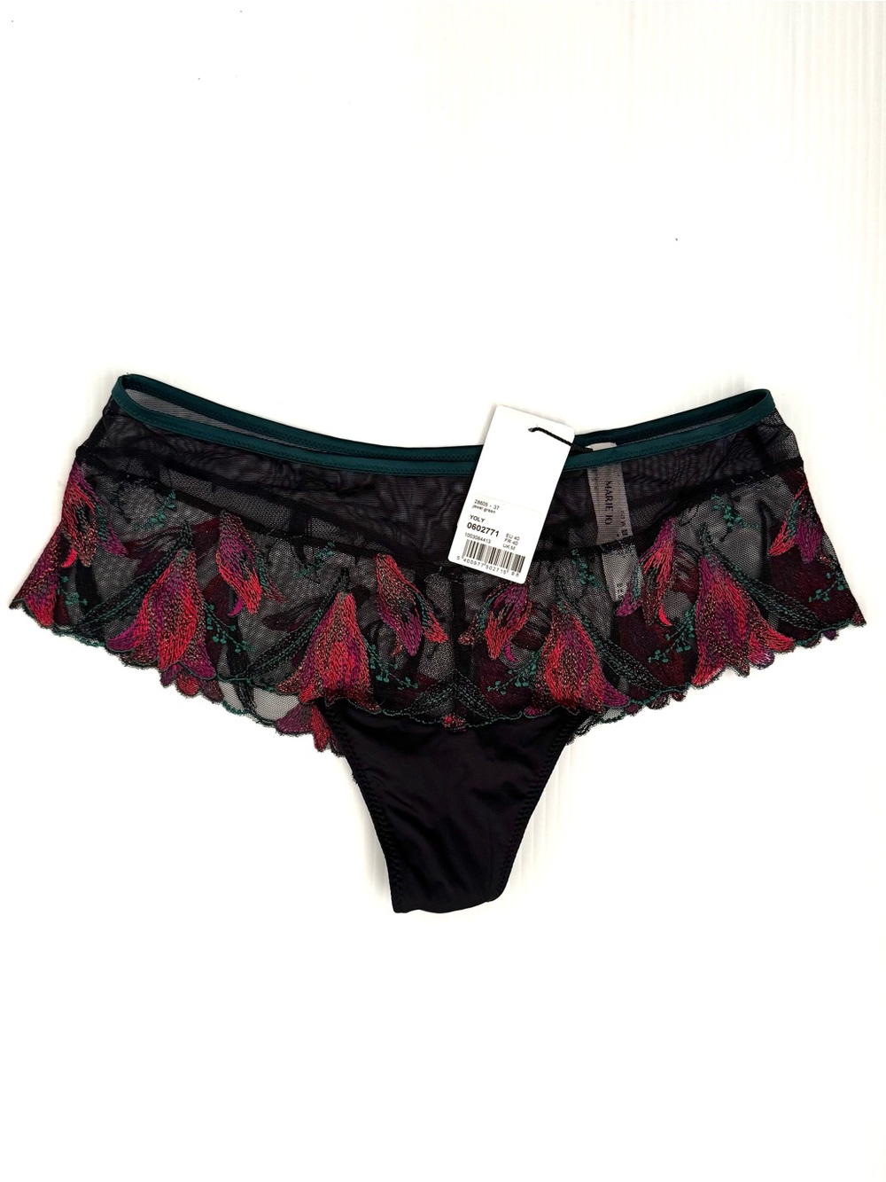 Marie Jo Yoly Lingerie Set Bra 36D Panty M Jewel Green Floral Lace NWT - Picture 3 of 9